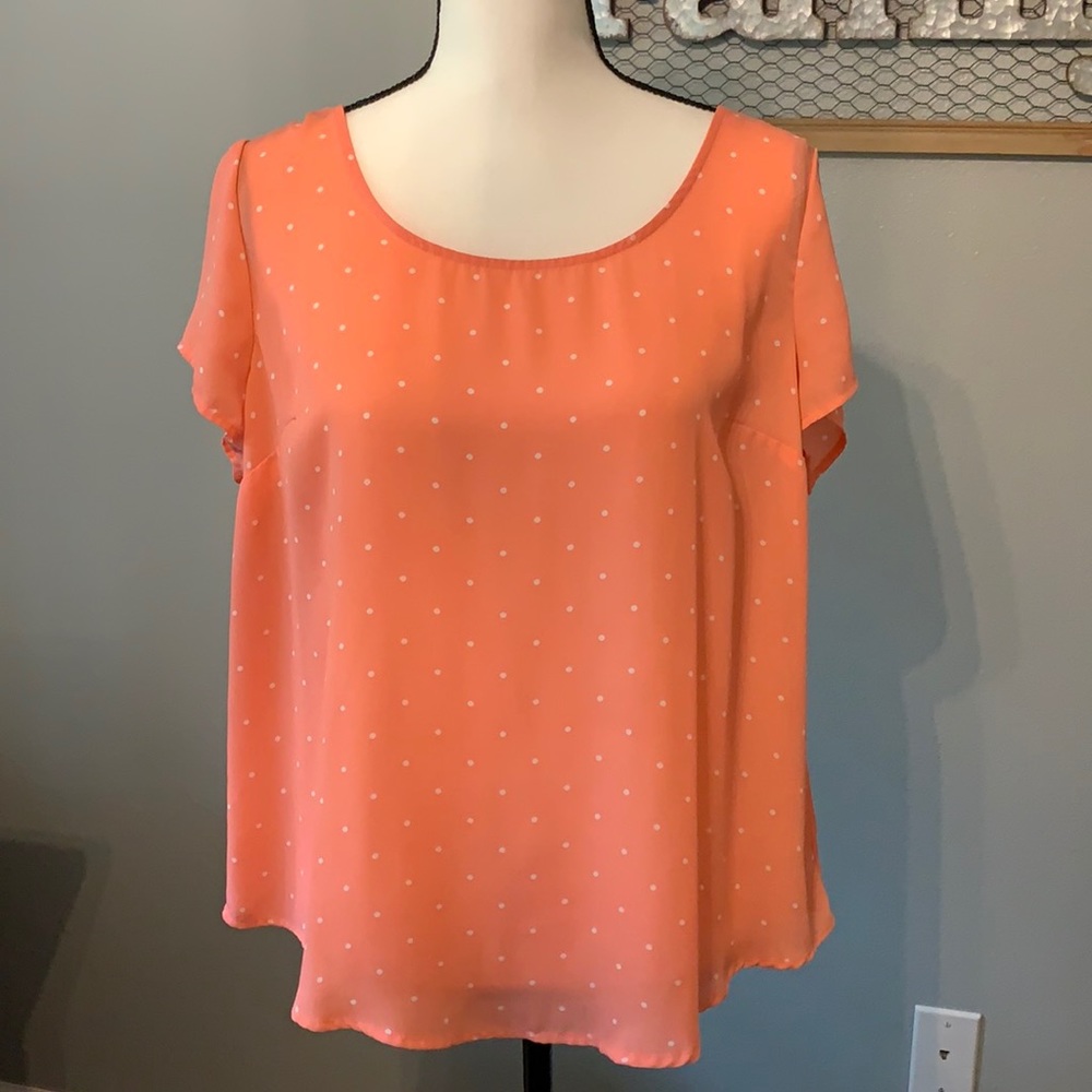 Torrid Pink Polka Dot Button Back Blouse! EUC! Size 00X